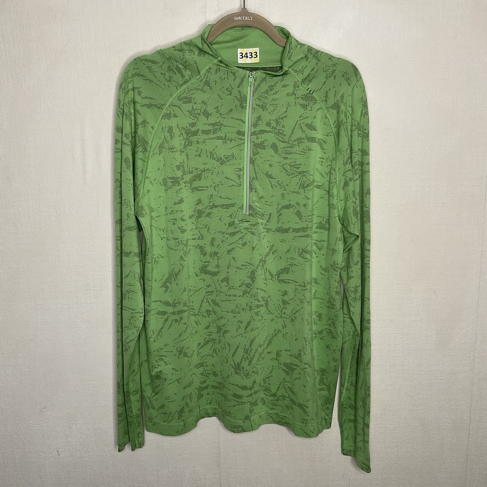 Lululemon Metal Vent Tech Pullover Mens‎ L Green  Half Zip Seamless Training